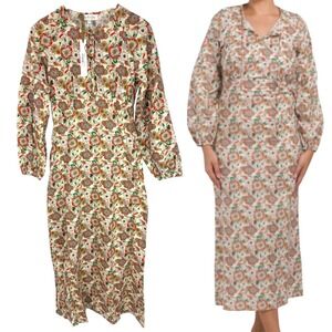 New One Fine Day Women's Warm Bloom Floral Long Sleeve Empire Maxi Dress Size S